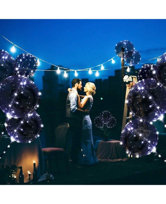 Led BoBo Balloons WHITE color 18 Inch 5 PCS Transparent Helium Balloons with string lights LED light up balloons for Christma...