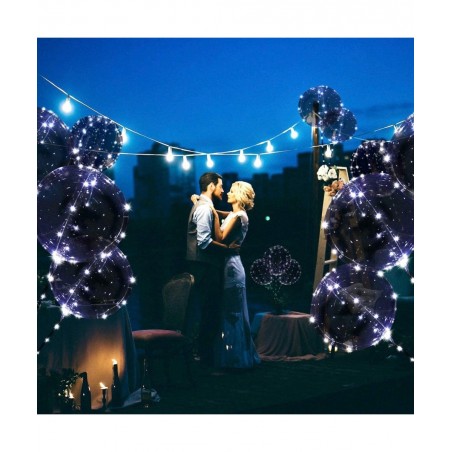Led BoBo Balloons WHITE color 18 Inch 5 PCS Transparent Helium Balloons with string lights LED light up balloons for Christma...