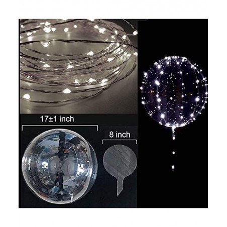 Led BoBo Balloons WHITE color 18 Inch 5 PCS Transparent Helium Balloons with string lights LED light up balloons for Christma...