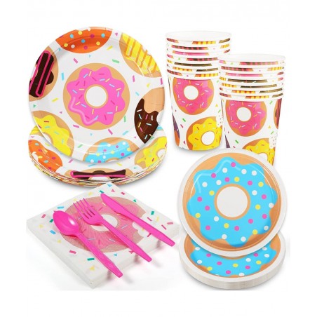 [Donut Party Supplies] Donut Party Plates Napkins and Cups Sets for Donut Grow Up Themed Birthday Party Supplies Baby Shower ...