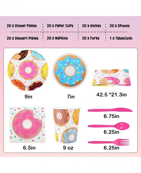 [Donut Party Supplies] Donut Party Plates Napkins and Cups Sets for Donut Grow Up Themed Birthday Party Supplies Baby Shower ...