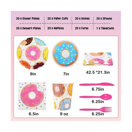 [Donut Party Supplies] Donut Party Plates Napkins and Cups Sets for Donut Grow Up Themed Birthday Party Supplies Baby Shower ...