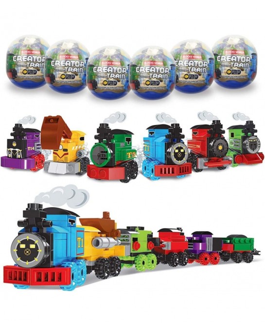 6 Pack Easter Eggs with Train Building Blocks Toys Inside Train Set for Kids Boys Girls Easter Basket Stuffers Fillers Gifts ...