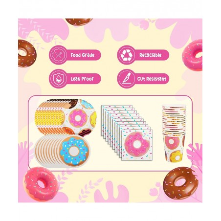 [Donut Party Supplies] Donut Party Plates Napkins and Cups Sets for Donut Grow Up Themed Birthday Party Supplies Baby Shower ...