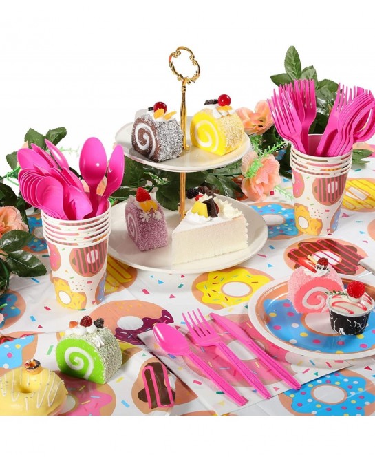 [Donut Party Supplies] Donut Party Plates Napkins and Cups Sets for Donut Grow Up Themed Birthday Party Supplies Baby Shower ...