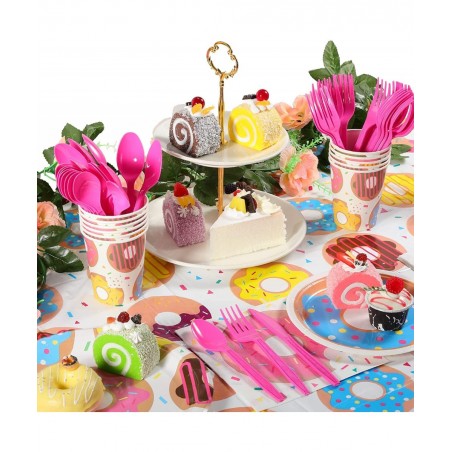 [Donut Party Supplies] Donut Party Plates Napkins and Cups Sets for Donut Grow Up Themed Birthday Party Supplies Baby Shower ...
