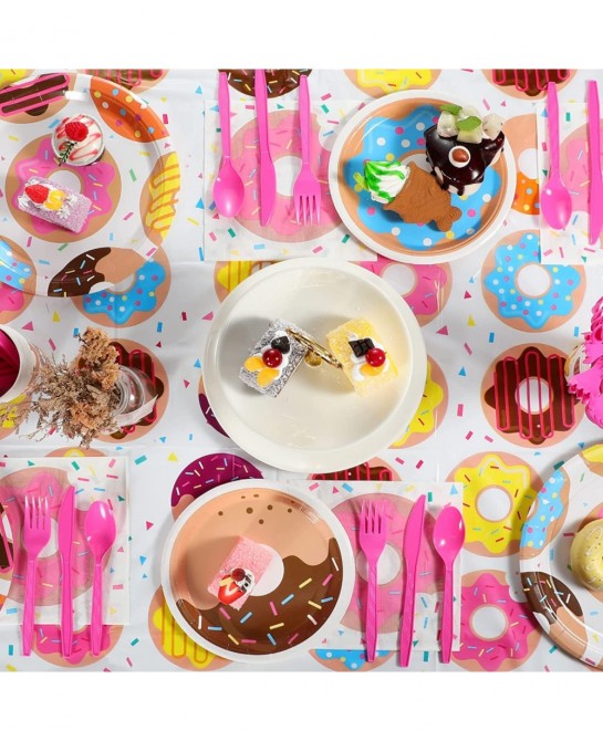 [Donut Party Supplies] Donut Party Plates Napkins and Cups Sets for Donut Grow Up Themed Birthday Party Supplies Baby Shower ...