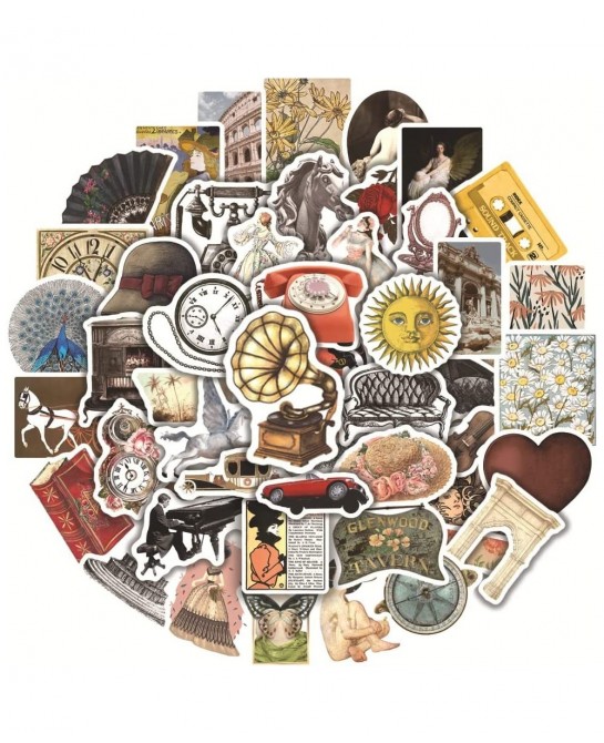 50Pcs Vintage Stickers Aesthetic Vsco Nostalgic Stickers Waterproof Vinyl European Court Stickers for Water Bottle Laptop Scr...