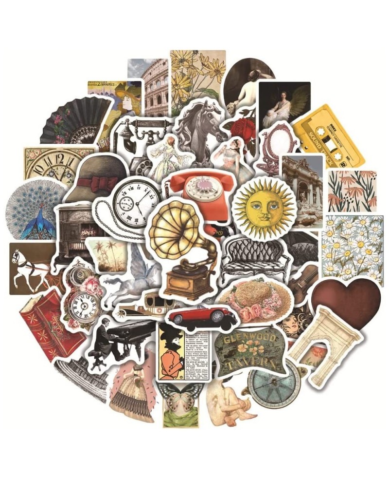 50Pcs Vintage Stickers Aesthetic Vsco Nostalgic Stickers Waterproof Vinyl European Court Stickers for Water Bottle Laptop Scr...