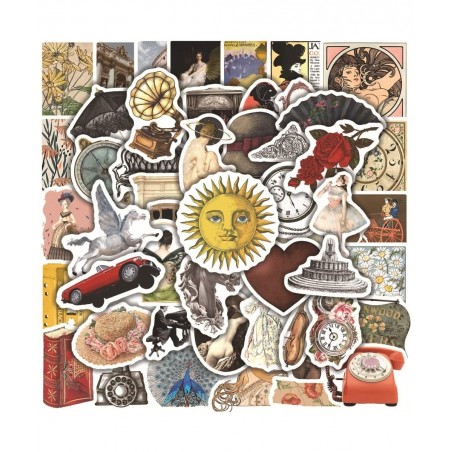 50Pcs Vintage Stickers Aesthetic Vsco Nostalgic Stickers Waterproof Vinyl European Court Stickers for Water Bottle Laptop Scr...