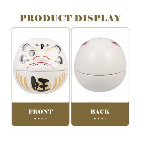 2Pcs Daruma Dolls Ceramic Daruma Mascot Lucky Wealth Daruma Collectible Figurine Japanese Doll Tumbler Toys for Home Table Ca...