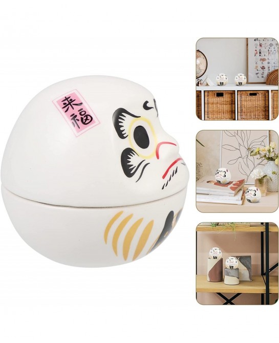 2Pcs Daruma Dolls Ceramic Daruma Mascot Lucky Wealth Daruma Collectible Figurine Japanese Doll Tumbler Toys for Home Table Ca...