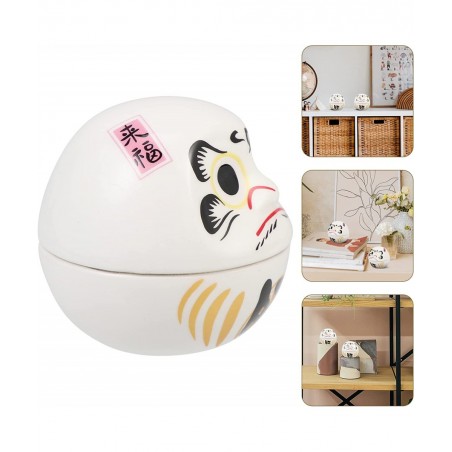 2Pcs Daruma Dolls Ceramic Daruma Mascot Lucky Wealth Daruma Collectible Figurine Japanese Doll Tumbler Toys for Home Table Ca...