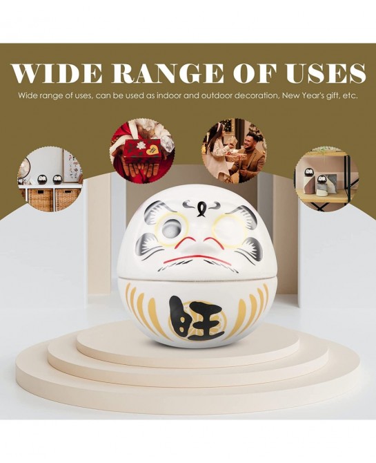2Pcs Daruma Dolls Ceramic Daruma Mascot Lucky Wealth Daruma Collectible Figurine Japanese Doll Tumbler Toys for Home Table Ca...