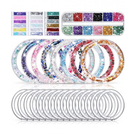 22 Pcs Make Your Own Liquid Glitter Bracelets for Girls Boys Craft Kit Friendship Bracelet Jewelry Making Kit for Kids Birthd...