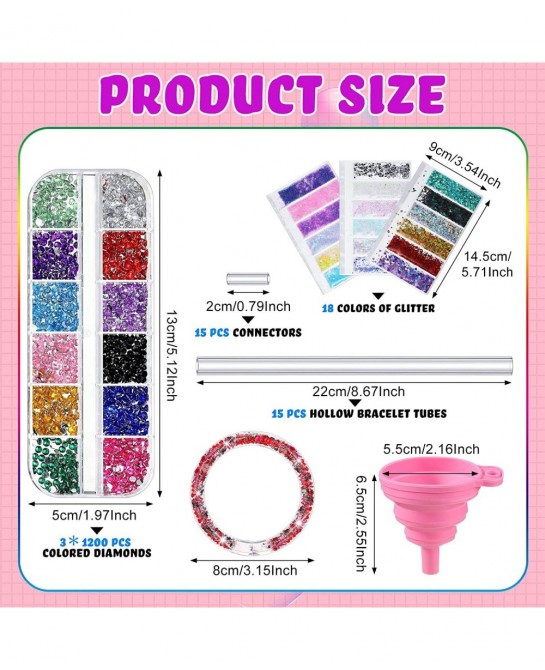 22 Pcs Make Your Own Liquid Glitter Bracelets for Girls Boys Craft Kit Friendship Bracelet Jewelry Making Kit for Kids Birthd...