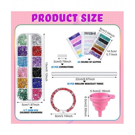 22 Pcs Make Your Own Liquid Glitter Bracelets for Girls Boys Craft Kit Friendship Bracelet Jewelry Making Kit for Kids Birthd...