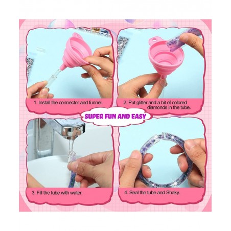 22 Pcs Make Your Own Liquid Glitter Bracelets for Girls Boys Craft Kit Friendship Bracelet Jewelry Making Kit for Kids Birthd...