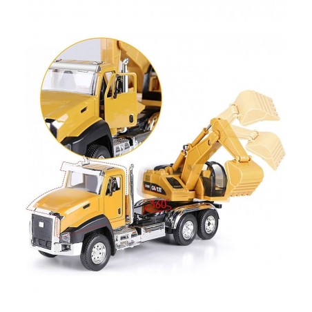 3Pcs Diecast Engineering Construction Truck Toys Dump Truck Digger Mixer Truck Vehicles Set Pull Back Car Toys 1/50 Scale Met...
