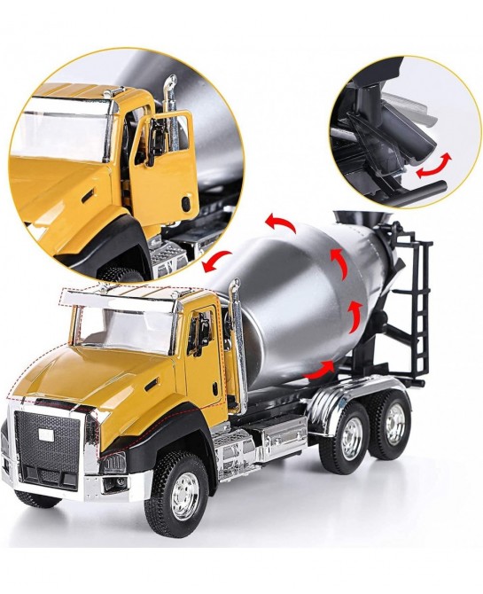 3Pcs Diecast Engineering Construction Truck Toys Dump Truck Digger Mixer Truck Vehicles Set Pull Back Car Toys 1/50 Scale Met...