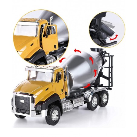 3Pcs Diecast Engineering Construction Truck Toys Dump Truck Digger Mixer Truck Vehicles Set Pull Back Car Toys 1/50 Scale Met...