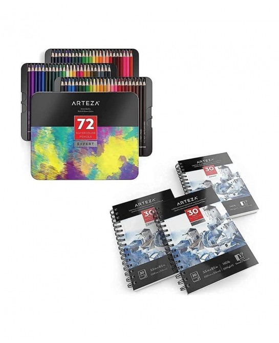 Watercolor Pad Expert Pack and Watercolor Pencils Bundle Drawing Art Supplies for Artist Hobby Painters & Beginners $94.10 Ki...