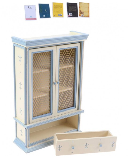 1:12 Dollhouse Bookcase Doll House Miniature Bookshelf with Hidden Storage Cupboards Display Cabinet Organizer Shelves Unit K...