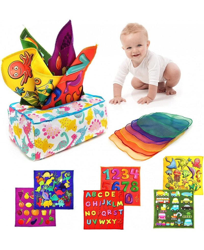 Baby Tissue Box Toy Baby Sensory Toys for Babies 6-12 Months Baby Tissue Box Colorful Soft Scarf Box Baby Toy Magic Tissue Bo...