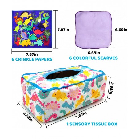 Baby Tissue Box Toy Baby Sensory Toys for Babies 6-12 Months Baby Tissue Box Colorful Soft Scarf Box Baby Toy Magic Tissue Bo...