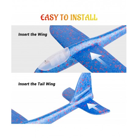 4 Pack LED Airplane Toy 18.9'' Large Throwing Foam Plane 2 Flight Mode Flying Glider Plane Flying Toys for Kids Outdoor Sport...