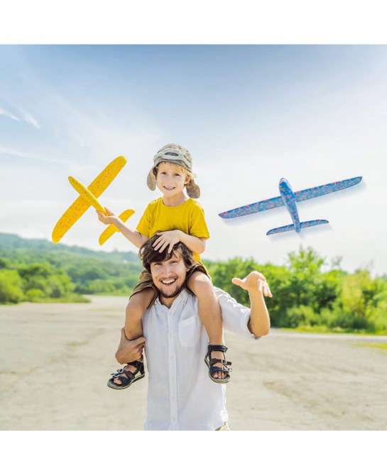 4 Pack LED Airplane Toy 18.9'' Large Throwing Foam Plane 2 Flight Mode Flying Glider Plane Flying Toys for Kids Outdoor Sport...