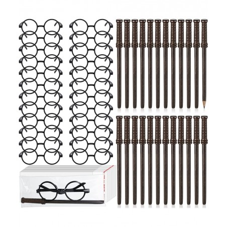 72 Pcs Wand Pencils and Glasses Wizard Halloween Party Favors Including 24 Wizard Wand Pencils and 24 Plastic Costume Glasses...