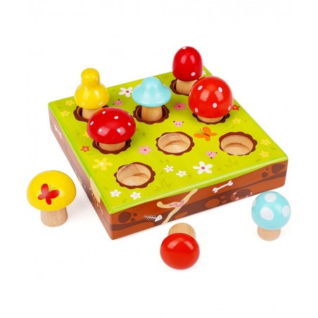 Toddler Fine Motor Skill Wooden Toys - Montessori Toys for Toddlers Mushroom Harvest Game with Magnetic Learing Color Shape S...