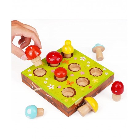 Toddler Fine Motor Skill Wooden Toys - Montessori Toys for Toddlers Mushroom Harvest Game with Magnetic Learing Color Shape S...