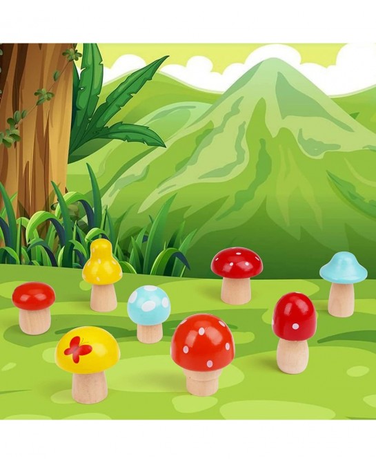 Toddler Fine Motor Skill Wooden Toys - Montessori Toys for Toddlers Mushroom Harvest Game with Magnetic Learing Color Shape S...