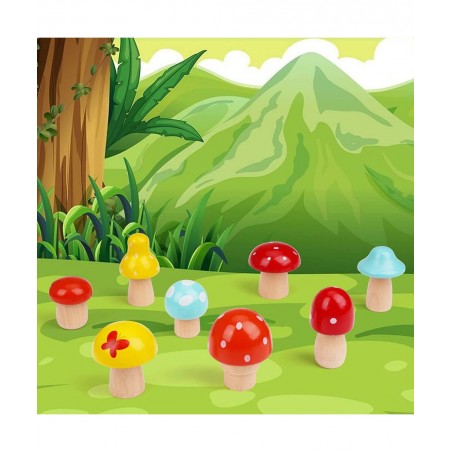 Toddler Fine Motor Skill Wooden Toys - Montessori Toys for Toddlers Mushroom Harvest Game with Magnetic Learing Color Shape S...