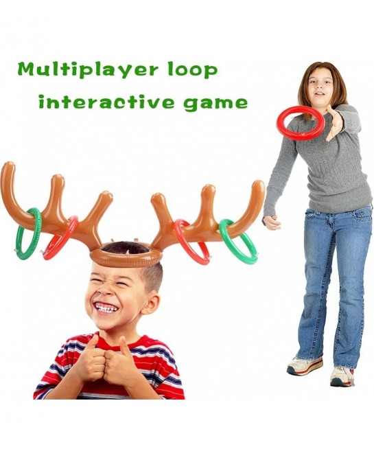 2 Set Inflatable Reindeer Antler Game Christmas Inflatable Ring Toss Game(8 Ring Toss 2 Antlers Hats 1 Hand-Held Pump) Great ...