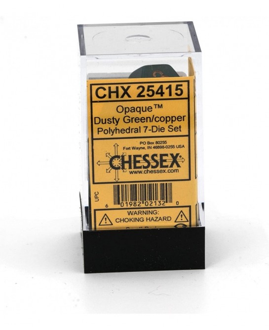 CHX25415 Dice-Opaque Dusty Green/Copper Set $15.39 Game Accessories