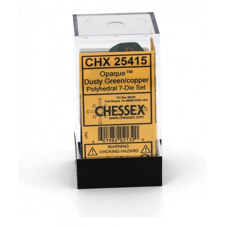 CHX25415 Dice-Opaque Dusty Green/Copper Set $15.39 Game Accessories