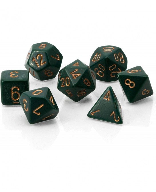CHX25415 Dice-Opaque Dusty Green/Copper Set $15.39 Game Accessories