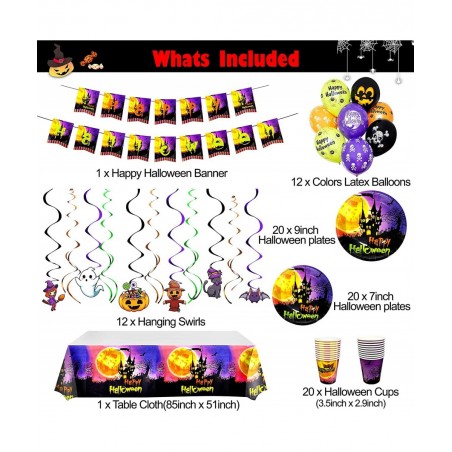 Serves 20 Guests for Kids Halloween Party Supplies Cute Halloween Plates for Kids Included 7' 9' Plates Cups Happy Halloween ...