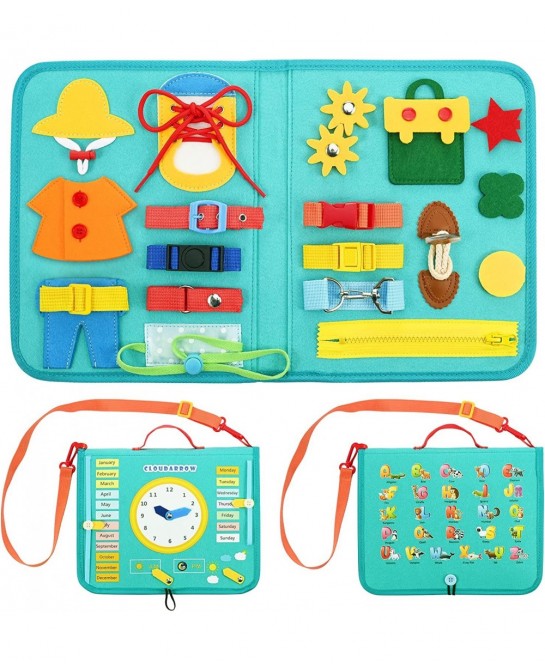 Busy Board Montessori Toy for 3 4 5 6 Year Old Toddlers - Educational Activity Developing Sensory Board for Basic Dress Fine ...