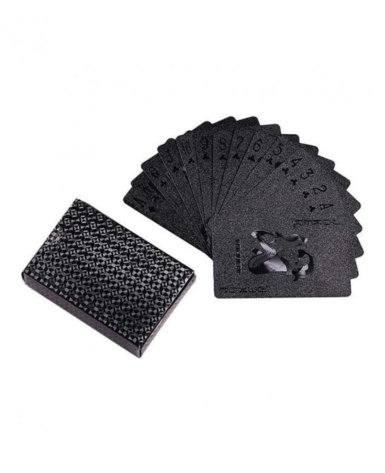 Black Waterproof Poker Cards Plastic PVC Playing Gift Cards Dark Cool Color for Magic Tricks Deck Tool Family Party Game (Bla...