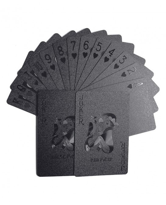 Black Waterproof Poker Cards Plastic PVC Playing Gift Cards Dark Cool Color for Magic Tricks Deck Tool Family Party Game (Bla...
