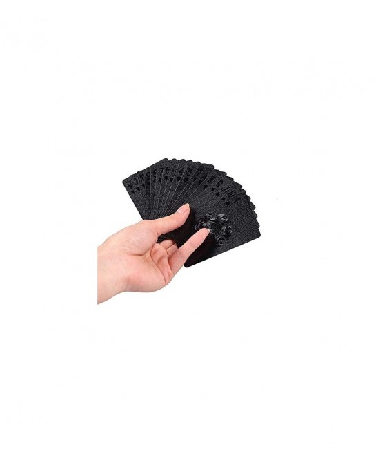 Black Waterproof Poker Cards Plastic PVC Playing Gift Cards Dark Cool Color for Magic Tricks Deck Tool Family Party Game (Bla...