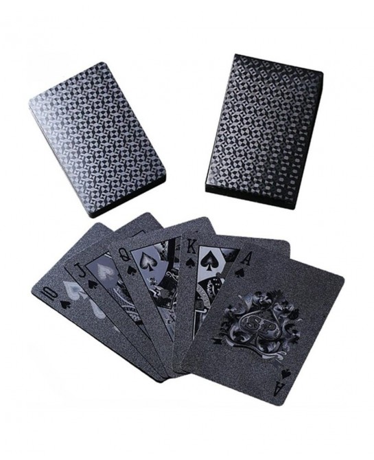 Black Waterproof Poker Cards Plastic PVC Playing Gift Cards Dark Cool Color for Magic Tricks Deck Tool Family Party Game (Bla...