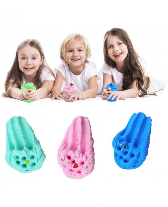 4 Pack Fluffy Butter Slime Soft Non-Sticky Cotton Slime Supplies Toys Stress Relief Toys DIY Sludge Party Favors Scented Stre...
