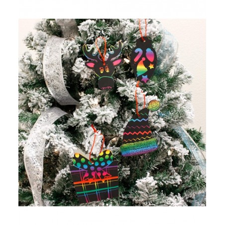 72PCS Christmas Scratch Paper Ornaments and Crafts Kit in Different Color and Patterns for Christmas Holiday Decoation Great ...