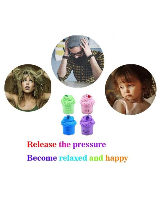 4 Pack Fluffy Butter Slime Soft Non-Sticky Cotton Slime Supplies Toys Stress Relief Toys DIY Sludge Party Favors Scented Stre...