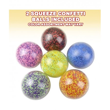 Squish Confetti Balls Set of 2 Light Weight Stress Relief Toys for Kids Sensory Toys for Autism Princess Birthday Party Favor...